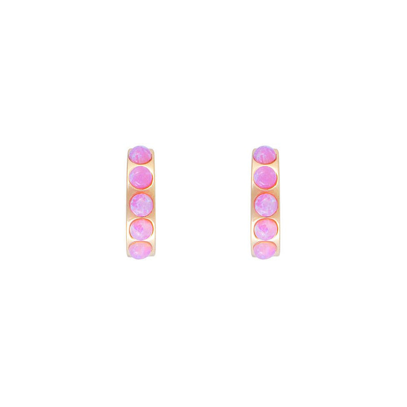 Pink Opal Crystal Huggie