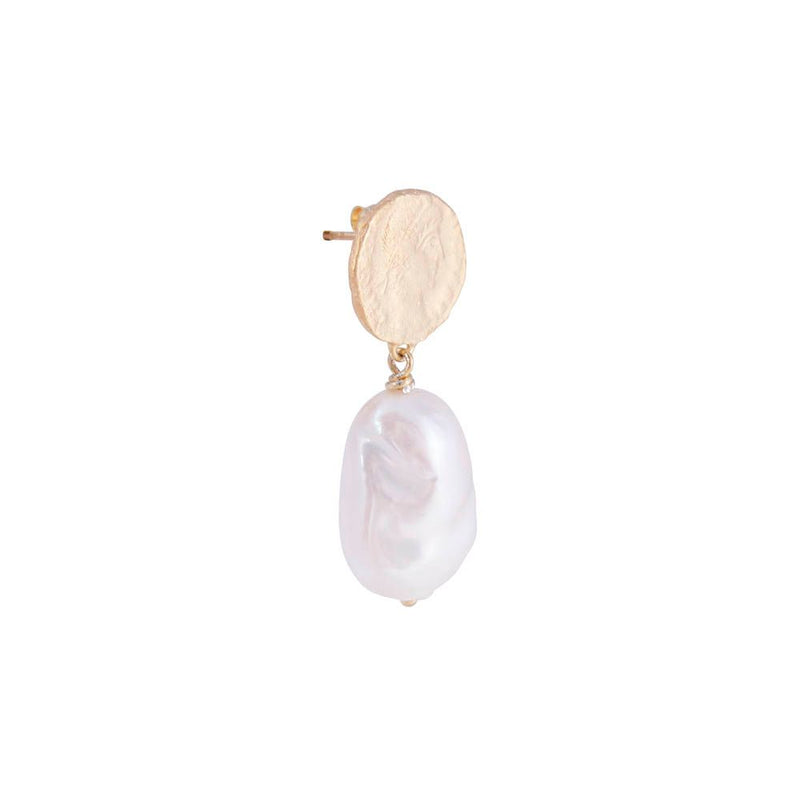 Ancient Coin Pearl Drop Earrings | Gold
