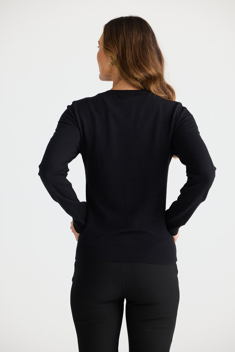 Breeze Long Sleeve Knit Top | Black