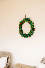 Vibrant Green Recycled Fabric Wreath