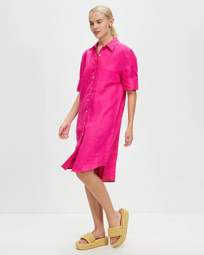 Hettie Shirt Dress | Fuschia
