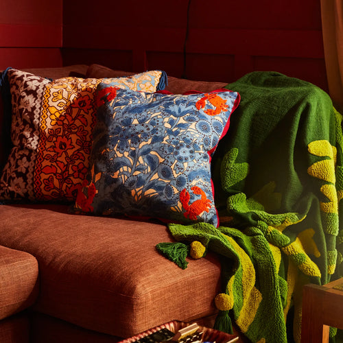 Lucia Embroidered Cushion | Cerulean