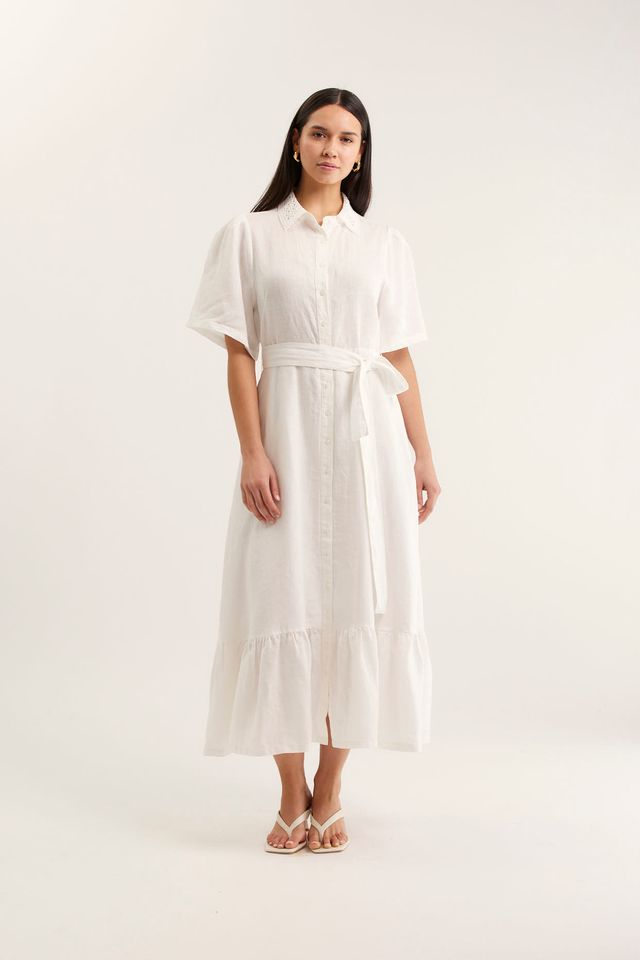 Emma Linen Dress | White