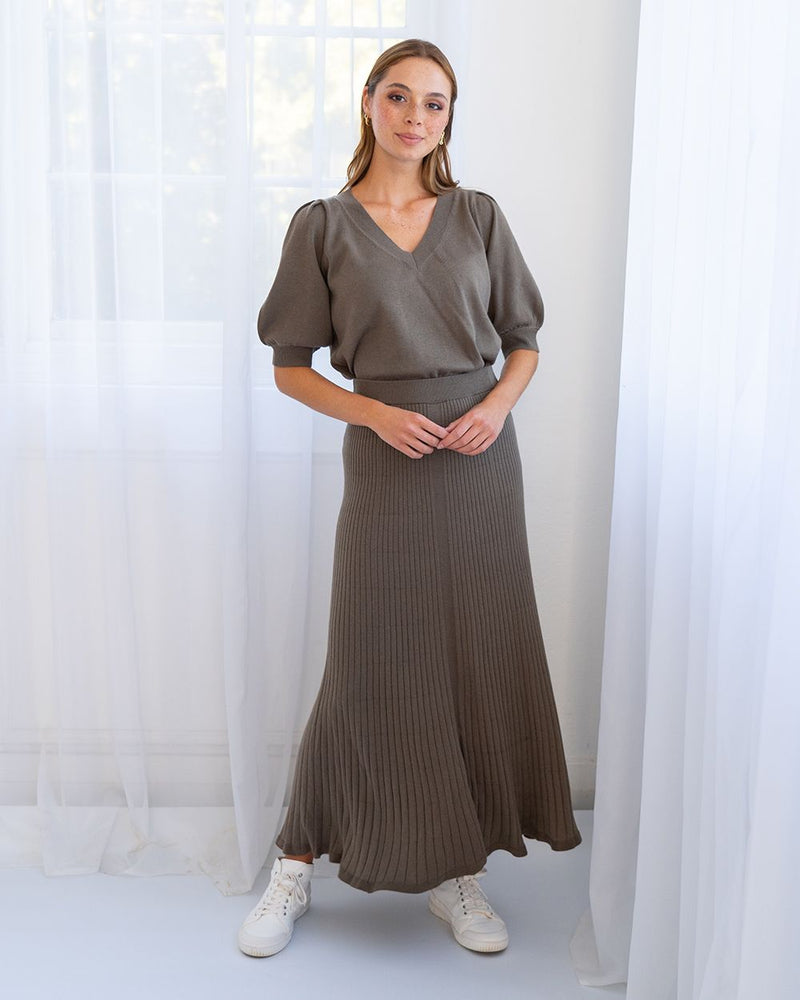 Rebecca Knit Skirt | Khaki