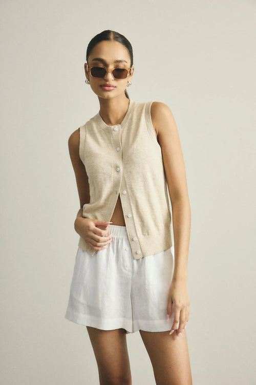 Kyra Button Tank | Sand