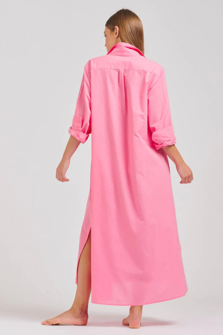 Luna Long Shirt Dress | Bubblegum