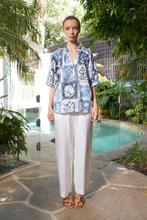 Taylor Botanical Blouse | Denim