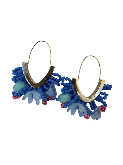 Flower Power Beaded Hoop Earrings