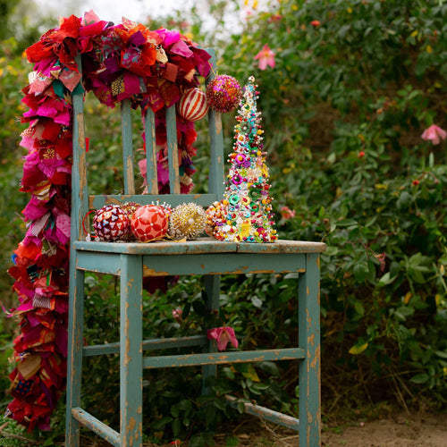 Vibrant Pink and Red Recycled Fabric Garland