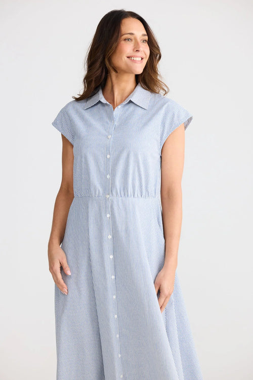 Musings Dress | Blue pinstripe