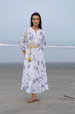 Azurite Dress | Village Embroidery on White