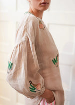 Sassafras Blouse | Embroidery on Beige