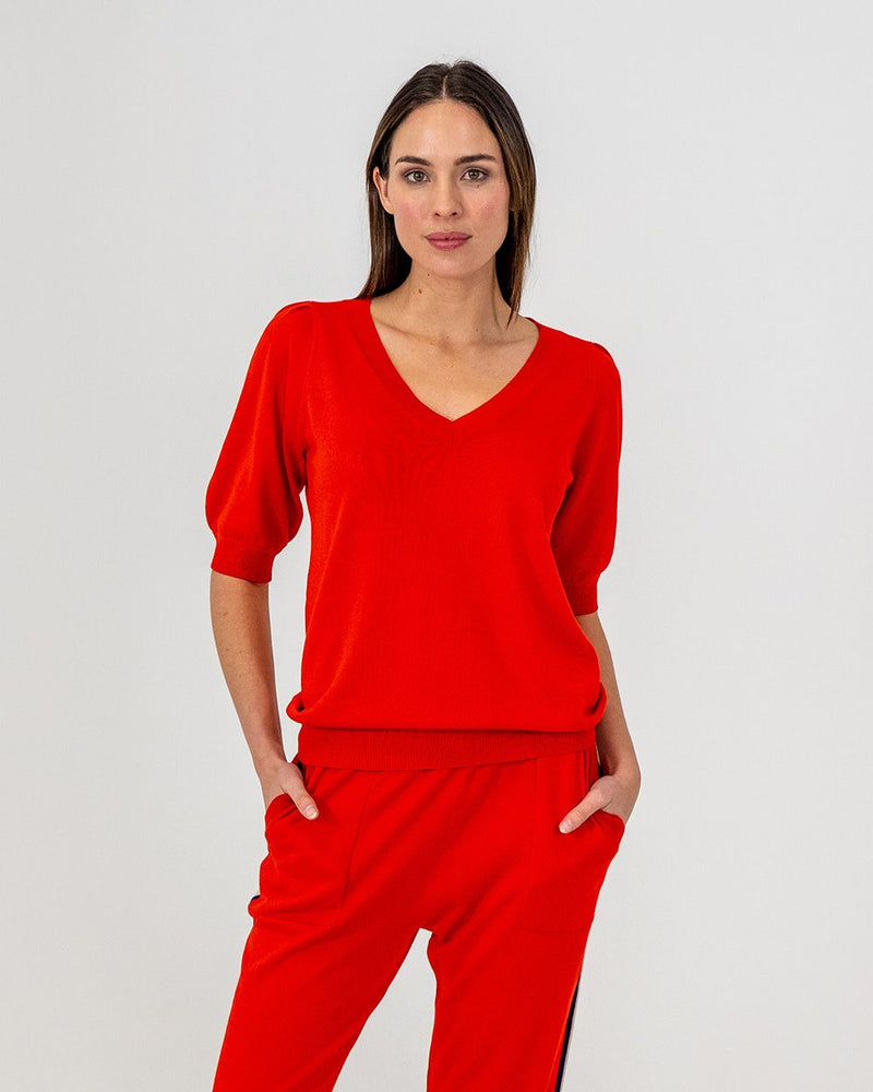 Evita Short Sleeve Knit | Poppy