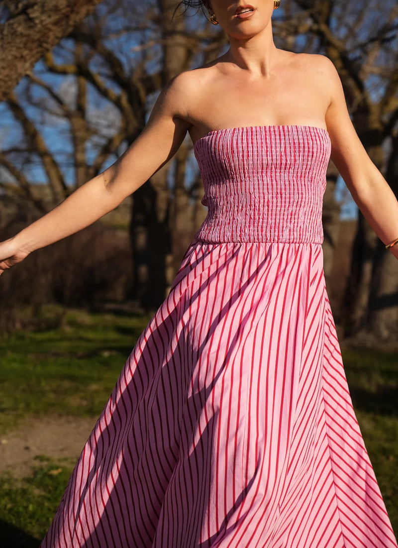 Layla Dress | Magenta Stripe