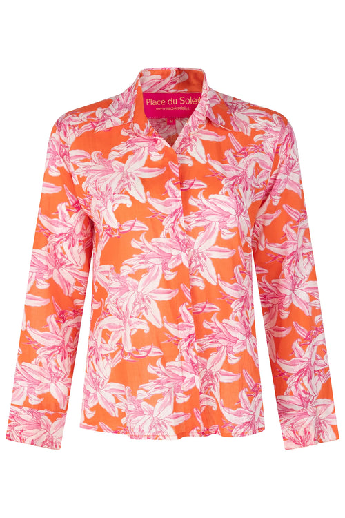 Orange White Lelies Blouse | Multi