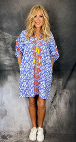 Lila Print Dress Orange Embr / Purple
