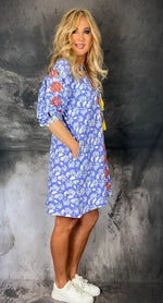 Lila Print Dress Orange Embr / Purple