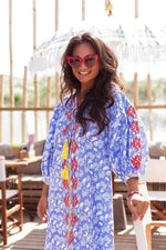 Lila Print Dress Orange Embr / Purple