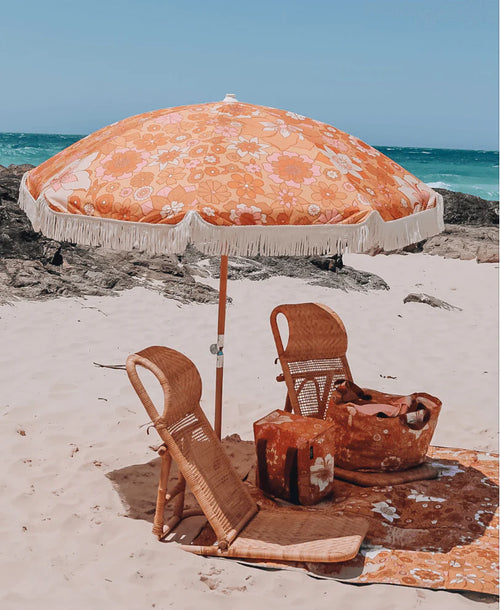 Umbrella Large Retro Floral Mustard