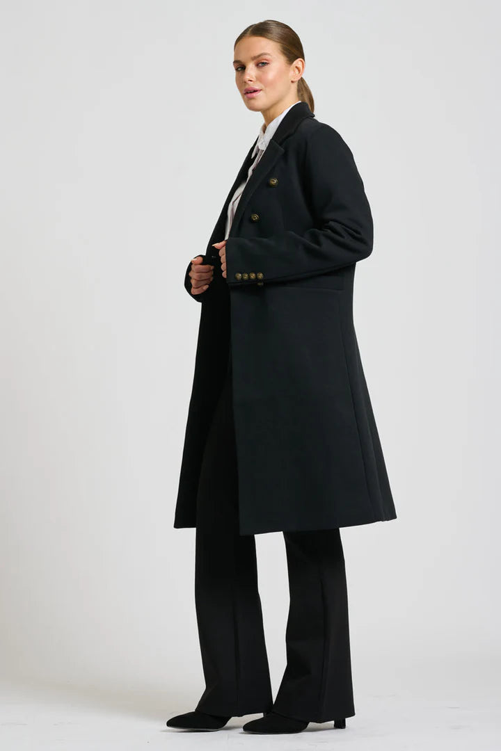 Louise Long Line Coat | Black