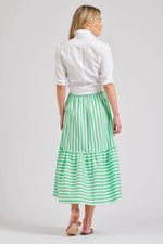 Nina Skirt Elasticised | Green / White