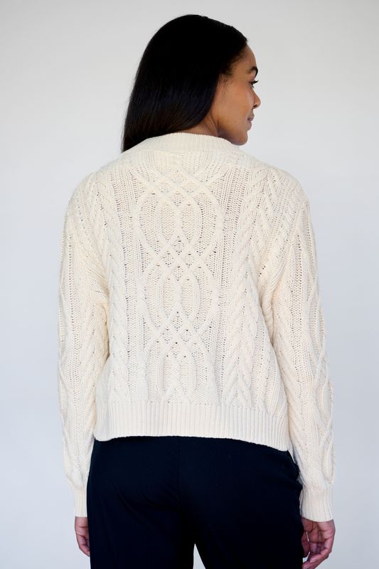 Ivory V neck Cable