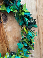 Vibrant Green Recycled Fabric Wreath