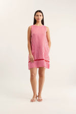 Ginger Breton Linen Dress | Pink and Red