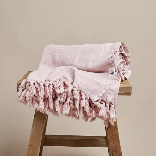Saarde Home | Vintage Wash 100% Cotton Blanket | Dusty Pink