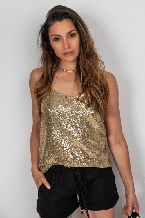 Joey the Label Twinkle Sequin Cami Champagne