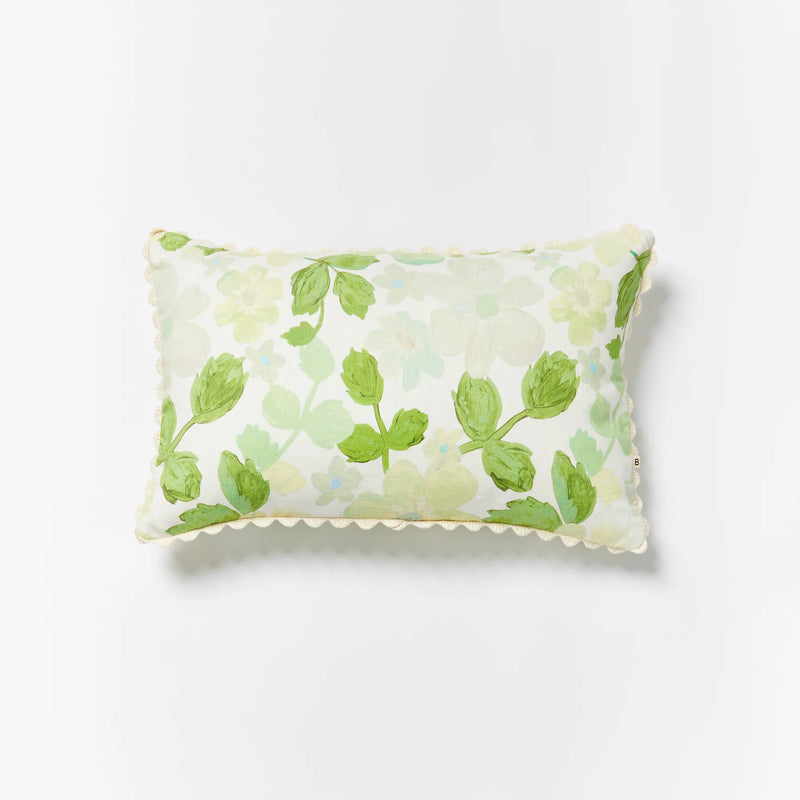 Bonnie and Neil Mini Rectangle Cushion 60x40cm Pastel Floral Green