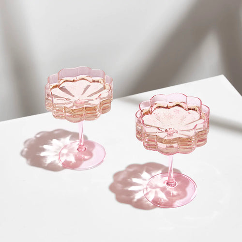 WAVE COUPE GLASSES SET OF 2 | PINK
