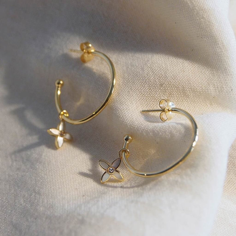 Murkani | Desert Flower Medium Hoop Mother of Pearl Earring