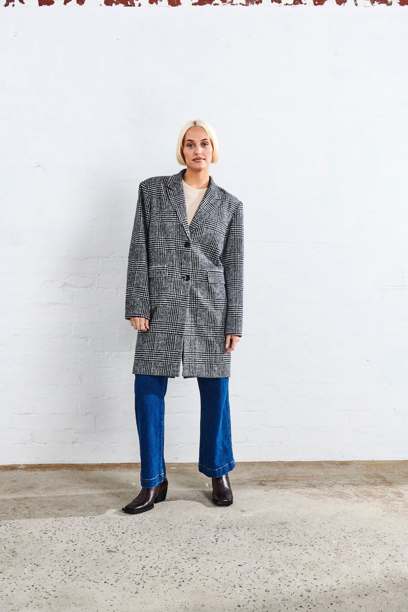 Kireina Estelle Coat Grey Plaid