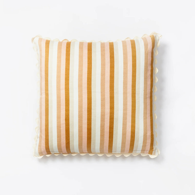 Bonnie and Neil | Square Cushion 80cm | Florence Stripe Wheat