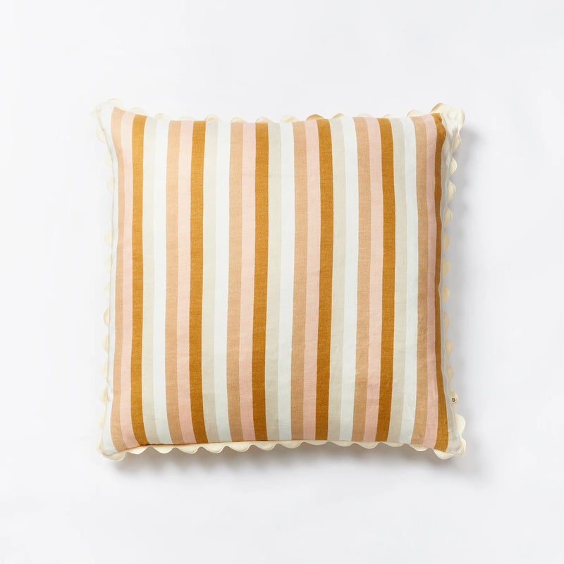 Bonnie and Neil | Square Cushion 80cm | Florence Stripe Wheat