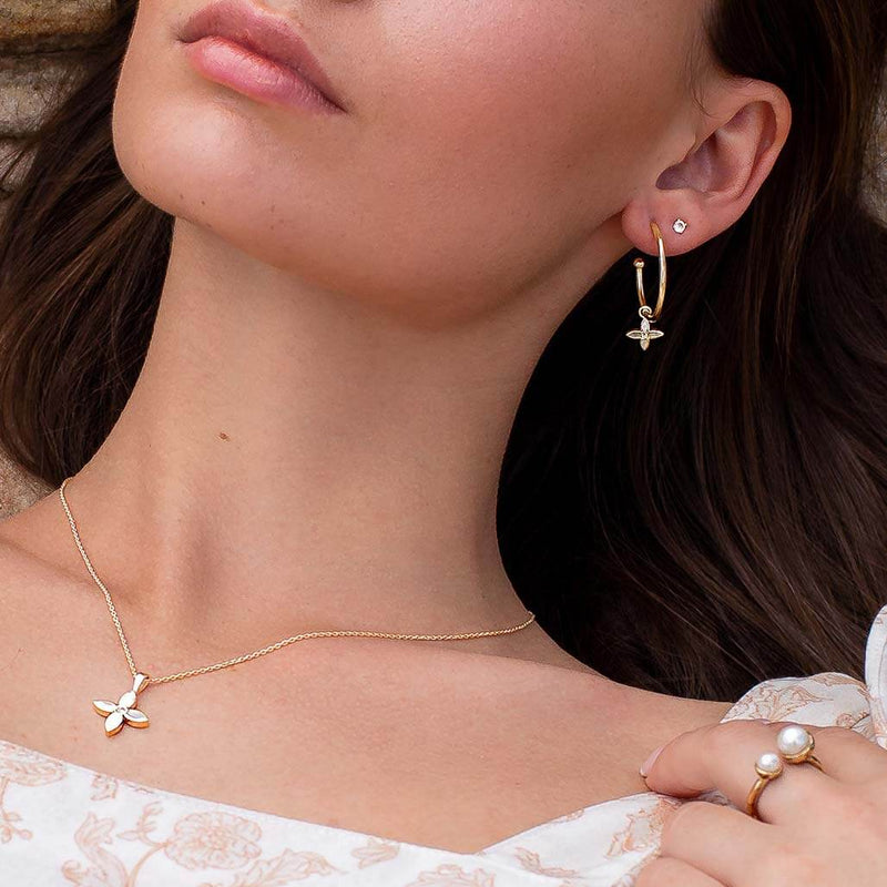 Murkani | Desert Flower Medium Hoop Mother of Pearl Earring