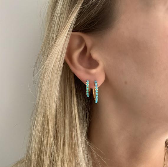 Fairley | Blue Opal Crystal Midi Hoops