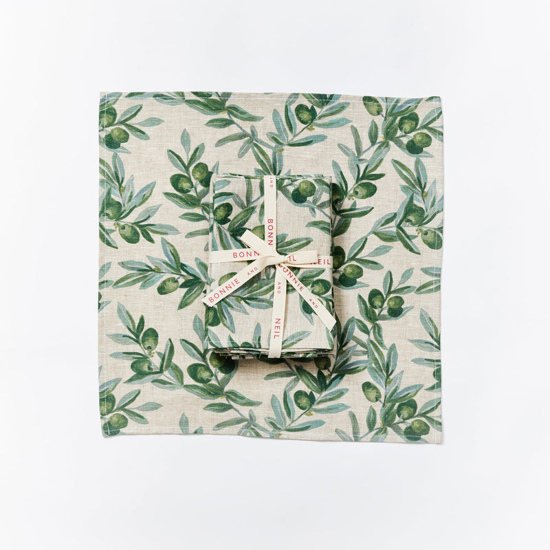 Bonnie and Neil | Linen Napkins Set of 6 | Olive Green