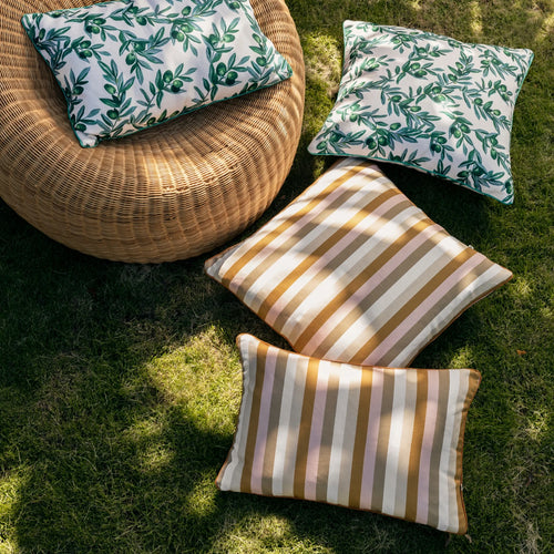 Bonnie and Neil | Outdoor Cushion 60x40cm | Florence Stripe Wheat