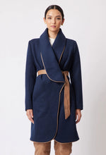 ONCE WAS | HUTTON WOOL BLEND COAT | NAVY/HUSK