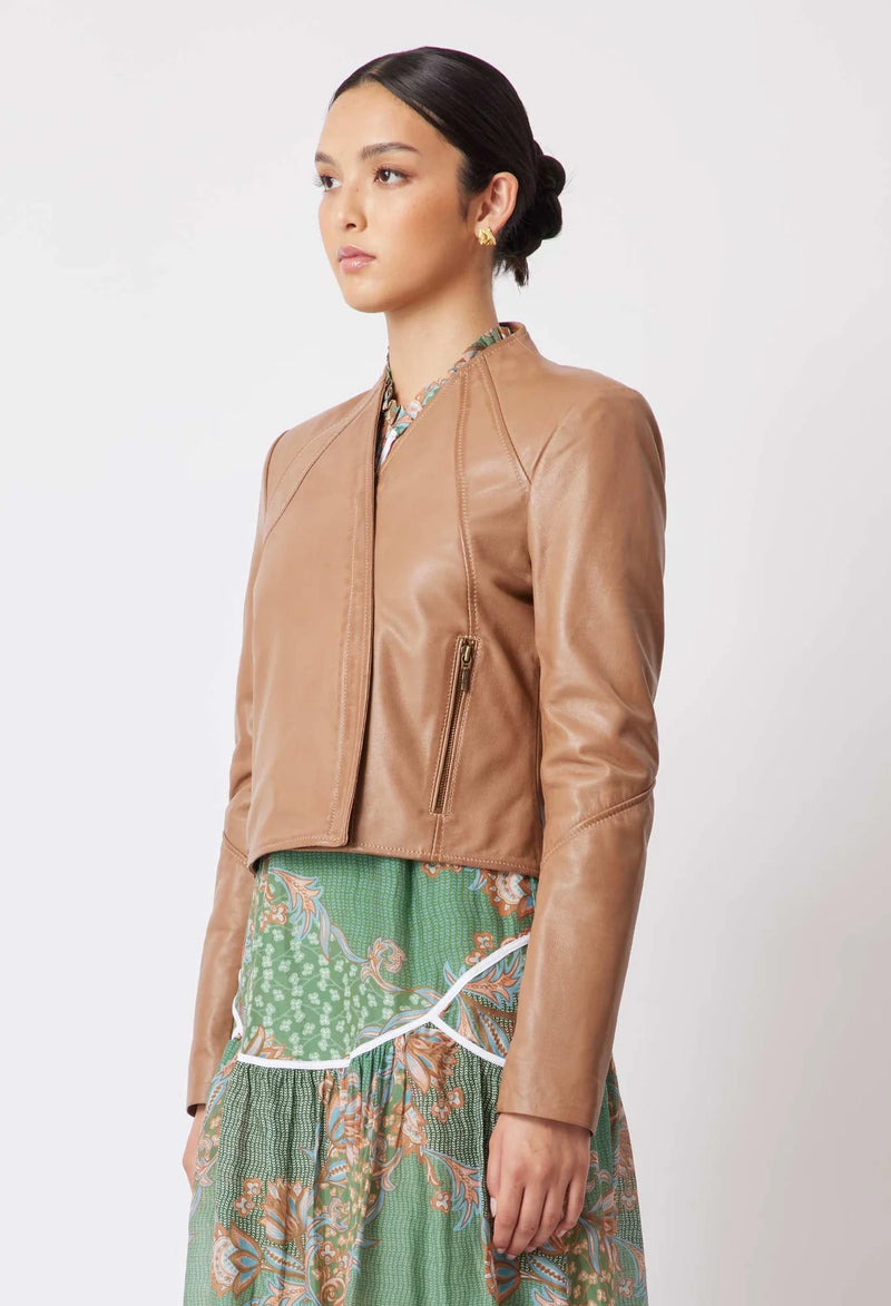 MAHAL LEATHER JACKET IN HUSK