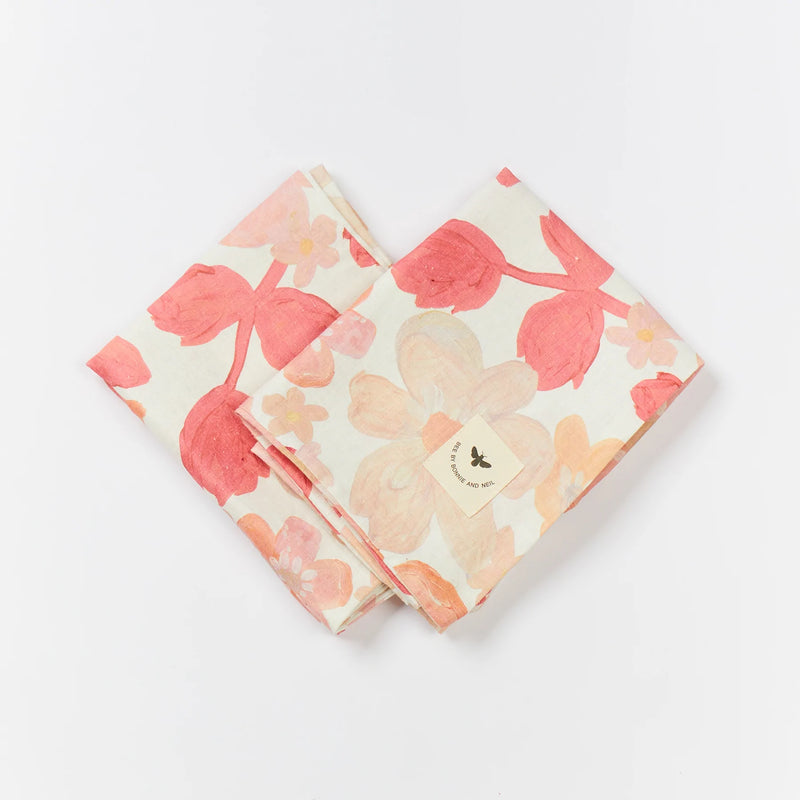 Bonnie and Neil | Linen Pillowcases Set of 2 | Mini Pastel Floral Pink