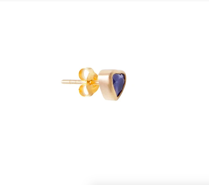 Fairley | Blue Sapphire Heart Stud