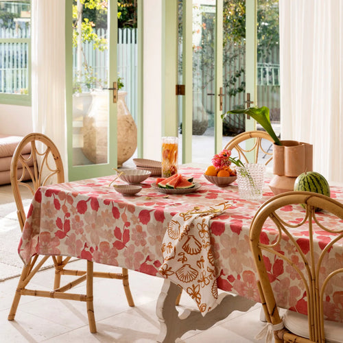 Bonnie and Neil Linen Rectangular Tablecloth Mini Pastel Floral Pink