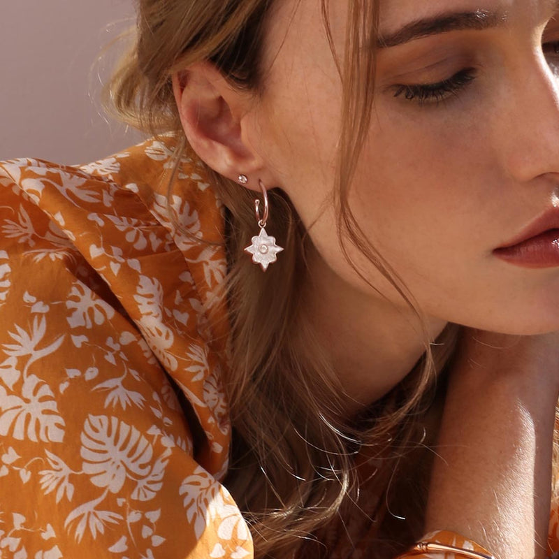 Small Hoop Earrings with Mother of Pearl